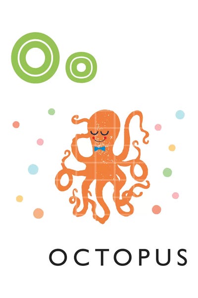 Illustrated Alphabet Flash Cards - O