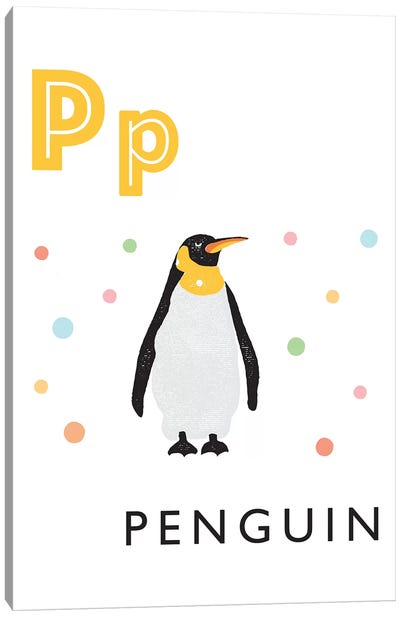 Illustrated Alphabet Flash Cards - P Canvas Art Print - Letter P
