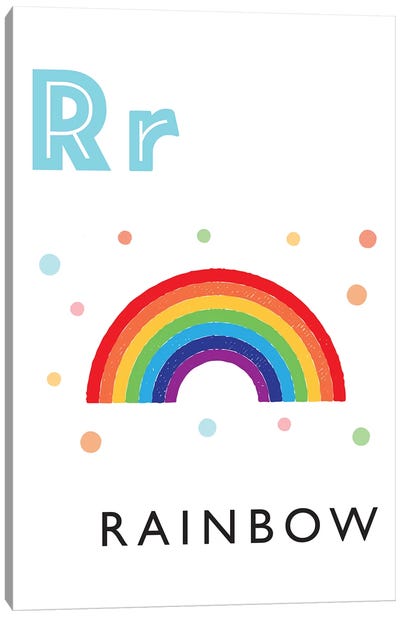 Illustrated Alphabet Flash Cards - R Canvas Art Print - Letter R