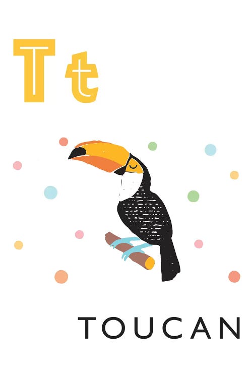 Illustrated Alphabet Flash Cards - T by PaperPaintPixels wall art