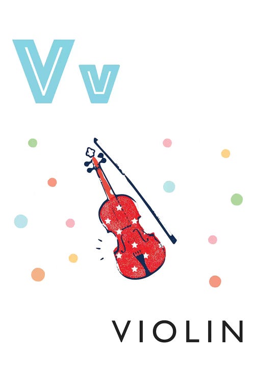 Illustrated Alphabet Flash Cards - V by PaperPaintPixels wall art