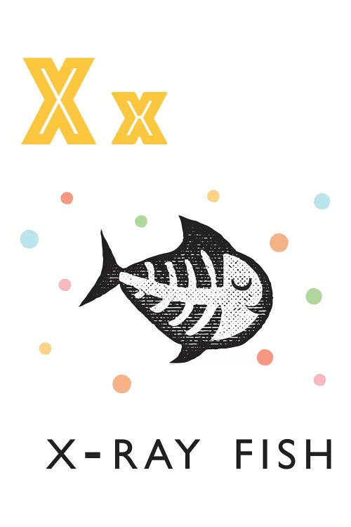 Illustrated Alphabet Flash Cards - X by PaperPaintPixels wall art