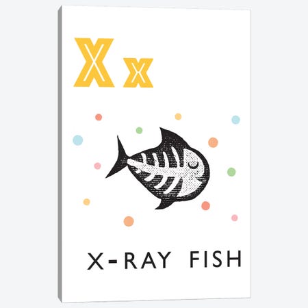 Illustrated Alphabet Flash Cards - X Canvas Print #PPX291} by PaperPaintPixels Art Print