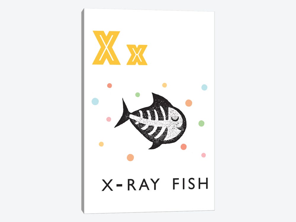 Illustrated Alphabet Flash Cards - X by PaperPaintPixels 1-piece Canvas Artwork