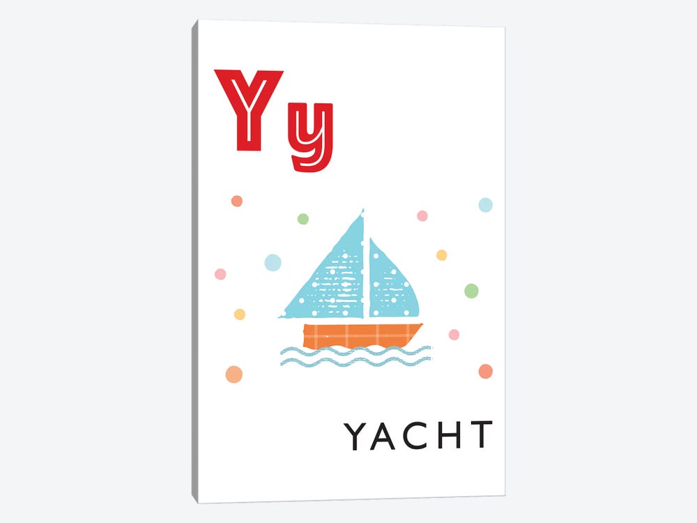 Illustrated Alphabet Flash Cards - Y by PaperPaintPixels 1-piece Canvas Print