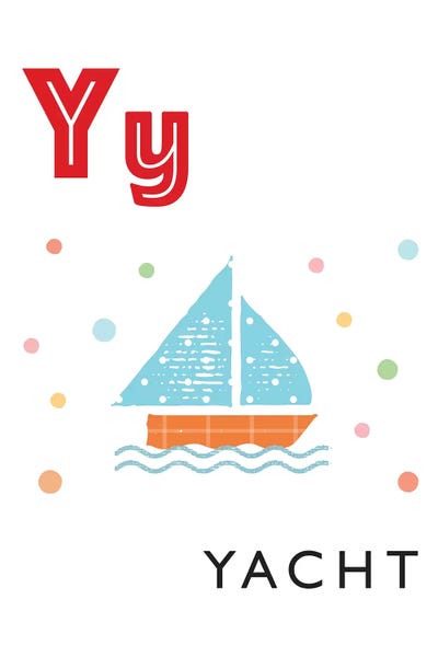 Yachts: Illustrated Alphabet Flash Cards - Y by PaperPaintPixels