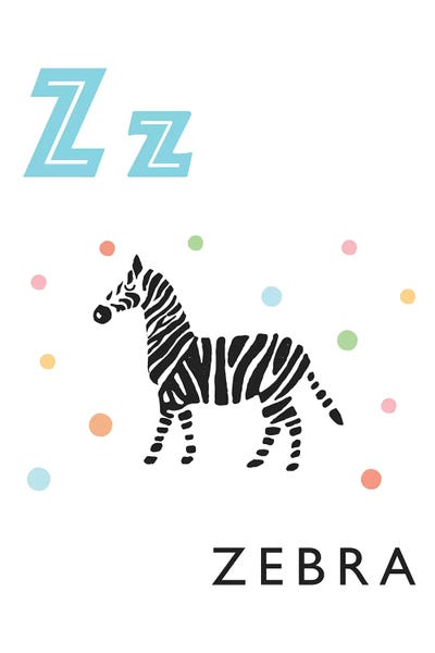 Kids Educational Art: Illustrated Alphabet Flash Cards - Z by PaperPaintPixels