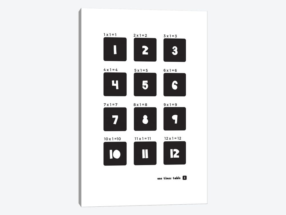 Black And White Times Tables - 1 by PaperPaintPixels 1-piece Art Print