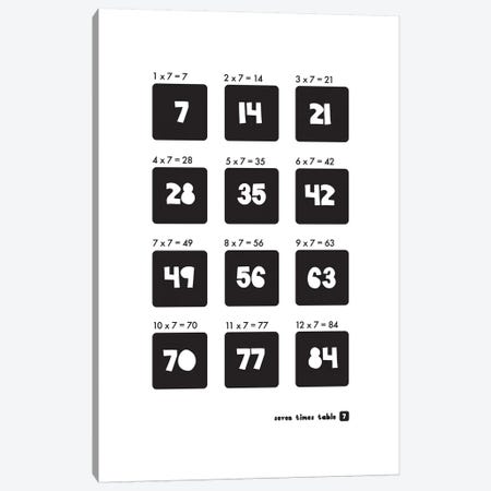 Black And White Times Tables - 7 Canvas Print #PPX300} by PaperPaintPixels Canvas Print