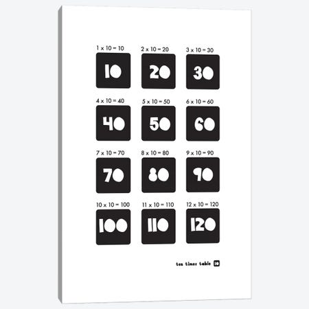 Black And White Times Tables - 10 Canvas Print #PPX303} by PaperPaintPixels Canvas Art Print
