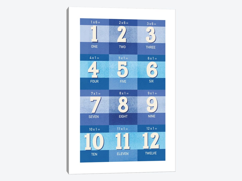 Blue Times Tables - 1 by PaperPaintPixels 1-piece Art Print