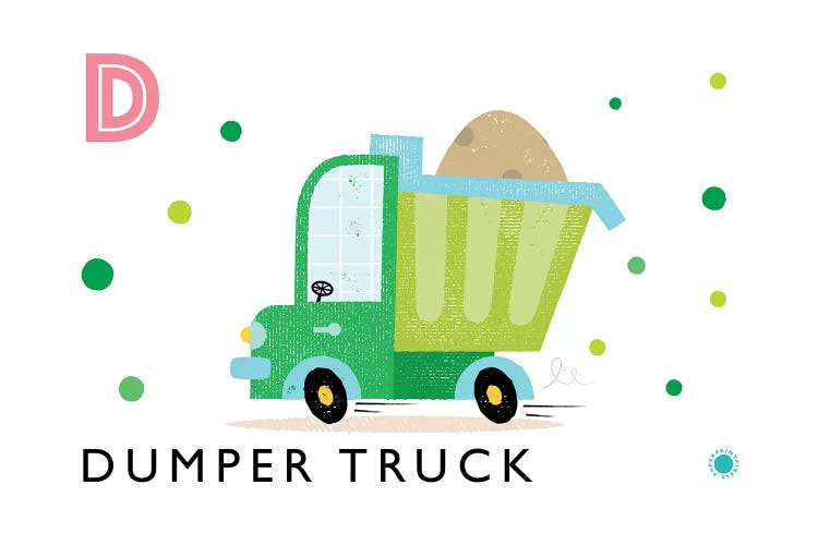 D Is For Dumper Truck by PaperPaintPixels wall art