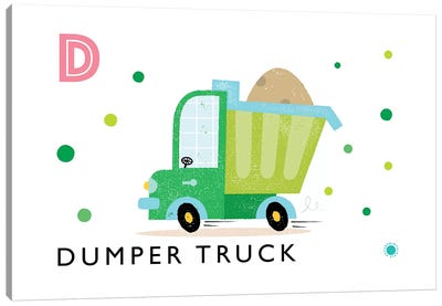 D Is For Dumper Truck Canvas Art Print - PaperPaintPixels