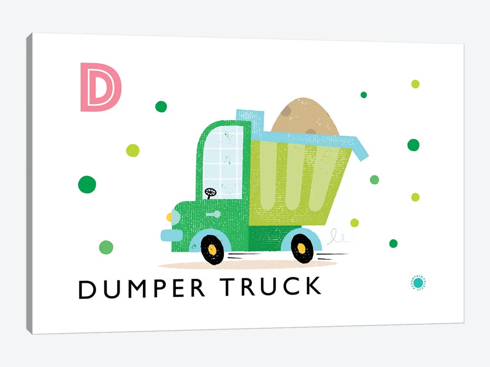 D Is For Dumper Truck by PaperPaintPixels 1-piece Canvas Print