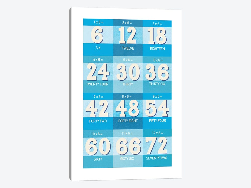 Blue Times Tables - 6 by PaperPaintPixels 1-piece Art Print