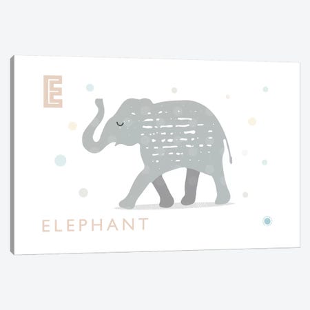 E Is For Elephant Canvas Print #PPX31} by PaperPaintPixels Canvas Art Print