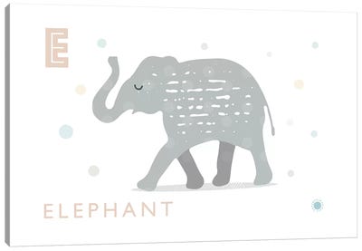 E Is For Elephant Canvas Art Print - Letter E