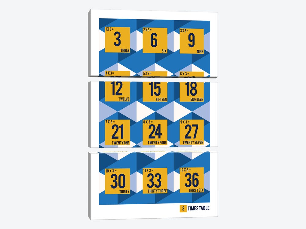 Isometric Times Tables - 3 by PaperPaintPixels 3-piece Art Print