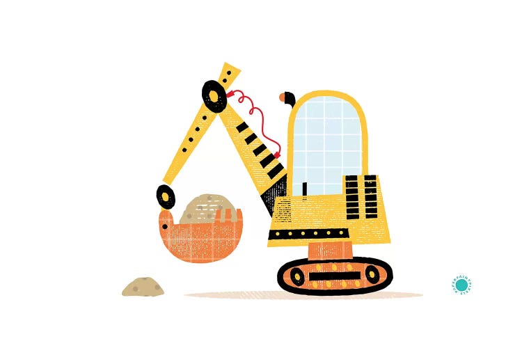 Excavator by PaperPaintPixels wall art