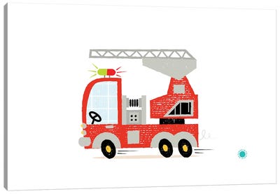 Fire Engine Canvas Art Print - PaperPaintPixels