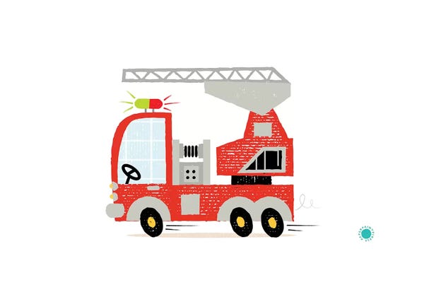 Kids Transportation Art: Fire Engine by PaperPaintPixels