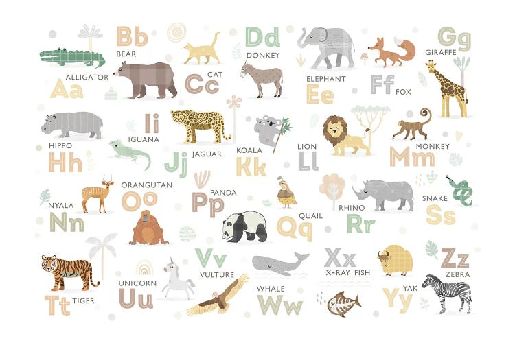 Safari Alphabet Nursery Decor by PaperPaintPixels wall art