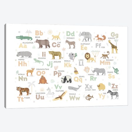 Safari Alphabet Nursery Decor Canvas Print #PPX367} by PaperPaintPixels Canvas Wall Art