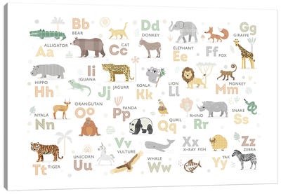Safari Alphabet Nursery Decor Canvas Art Print - Full Alphabet Art