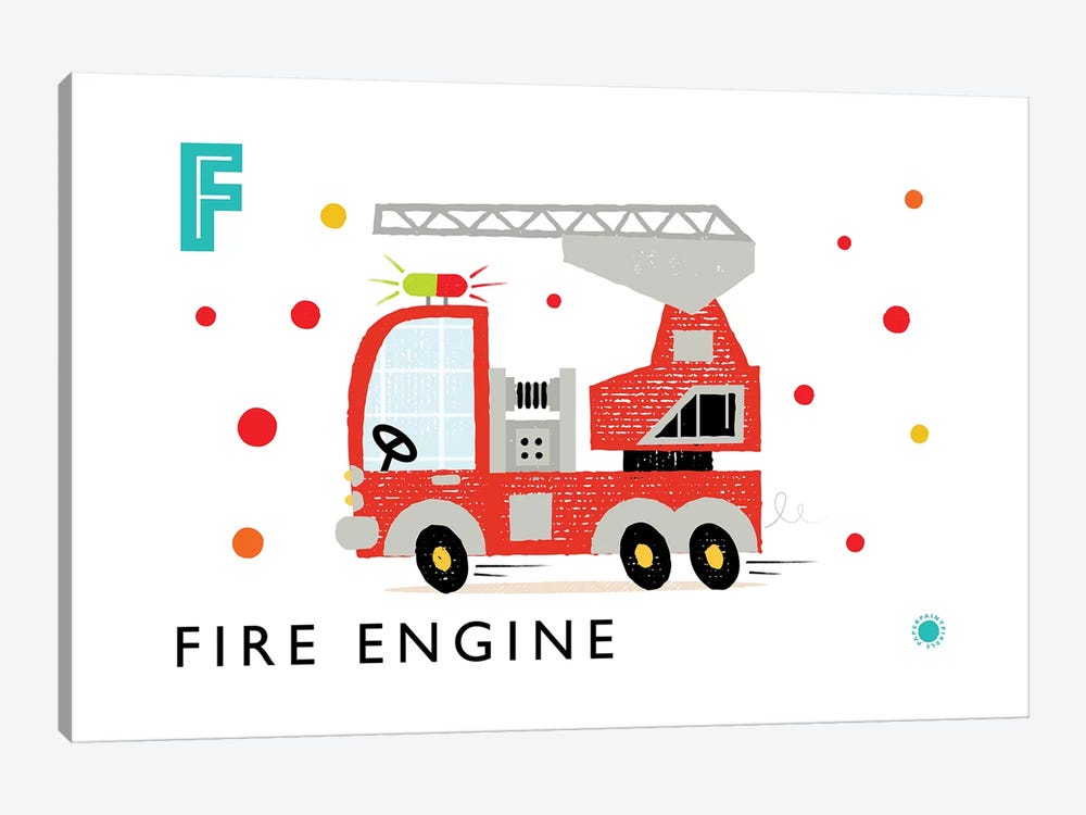 F Is For Fire Engine by PaperPaintPixels 1-piece Art Print