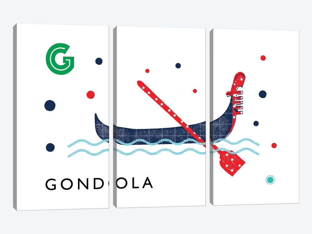 G Is For Gondola by PaperPaintPixels 3-piece Art Print