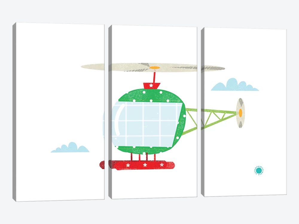 Helicopter by PaperPaintPixels 3-piece Canvas Art Print
