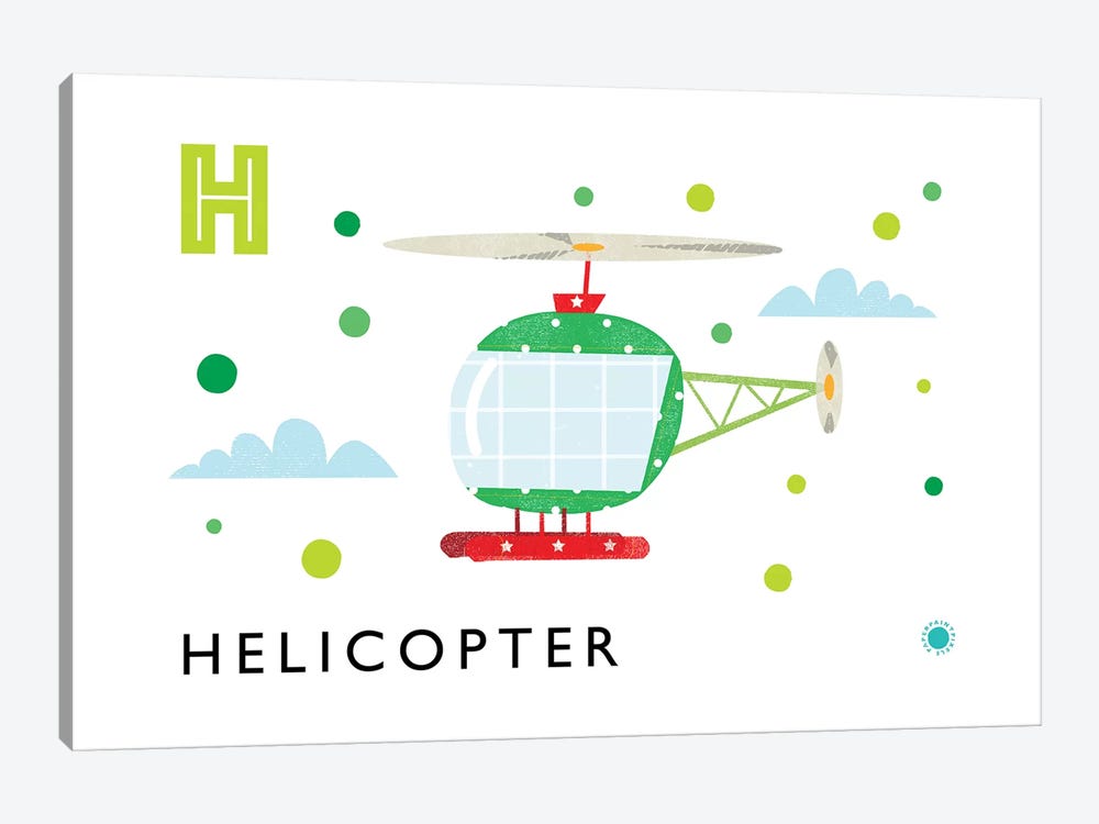 H Is Forhelicopter by PaperPaintPixels 1-piece Canvas Wall Art