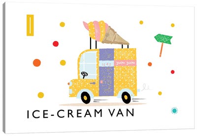 I Is For Ice Cream Van Canvas Art Print - Alphabet Art
