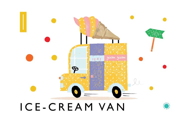 I Is For Ice Cream Van by PaperPaintPixels wall art
