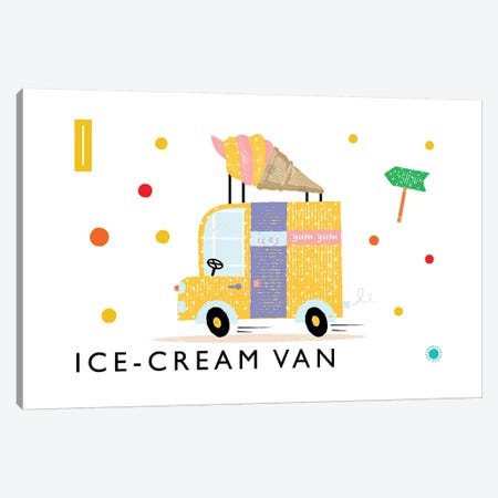 I Is For Ice Cream Van Canvas Print #PPX47} by PaperPaintPixels Art Print