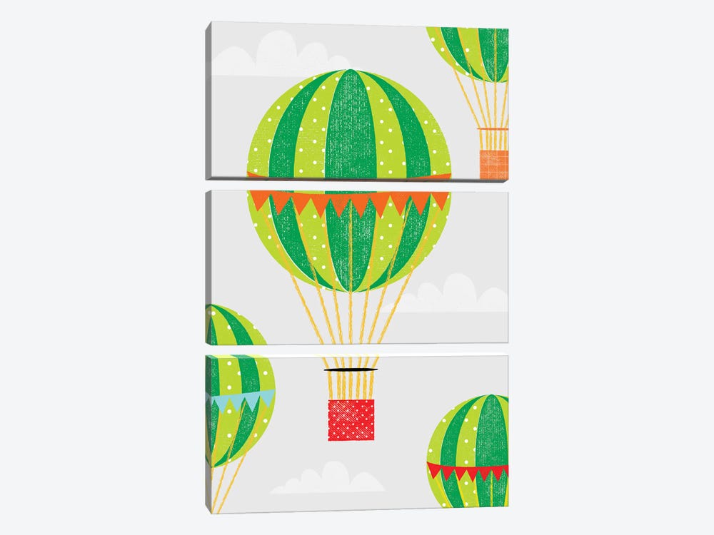 In The Air Hot Air Balloons by PaperPaintPixels 3-piece Canvas Print