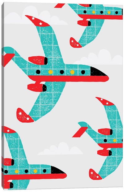 In The Air Planes Canvas Art Print - PaperPaintPixels