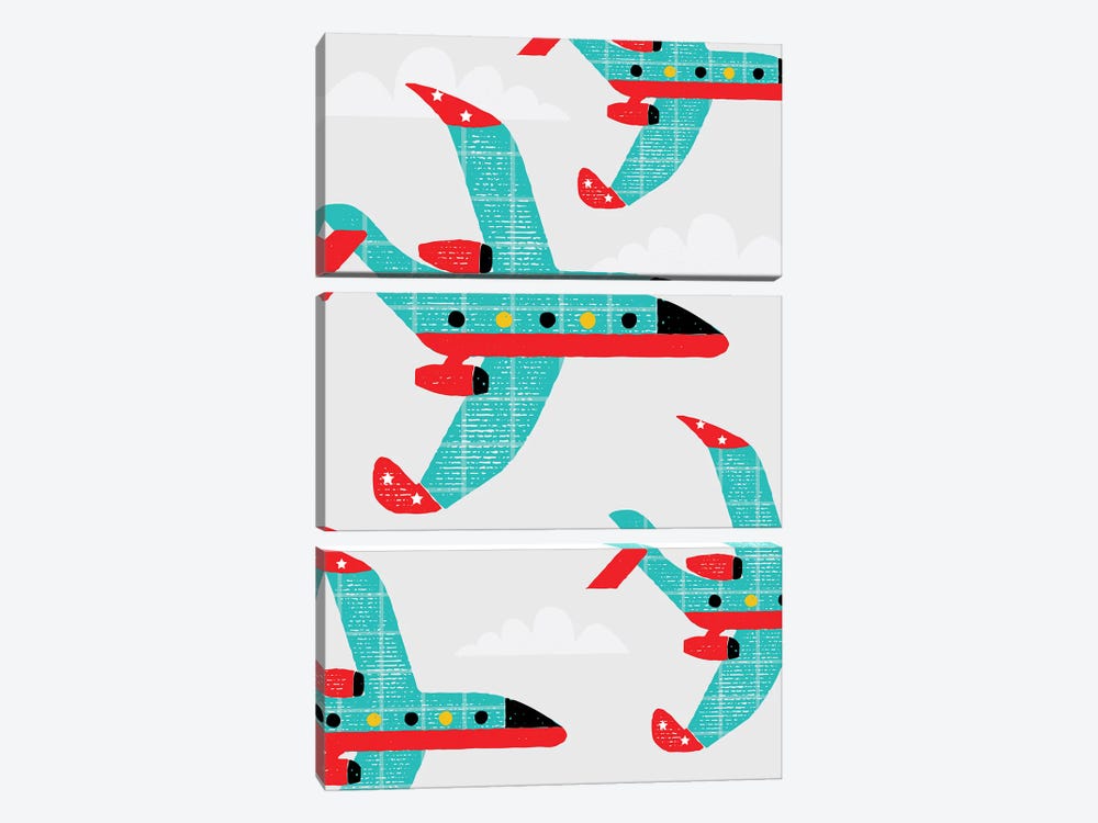 In The Air Planes by PaperPaintPixels 3-piece Canvas Print