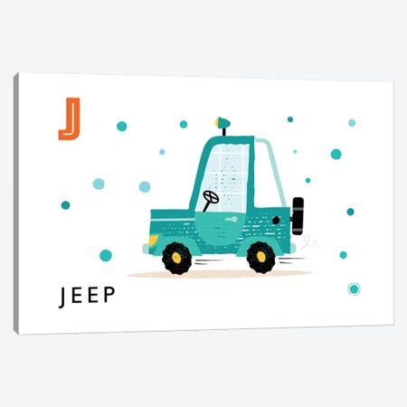 J Is For Jeep Canvas Print #PPX54} by PaperPaintPixels Canvas Artwork