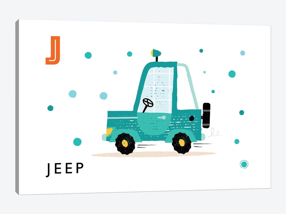 J Is For Jeep by PaperPaintPixels 1-piece Canvas Art Print