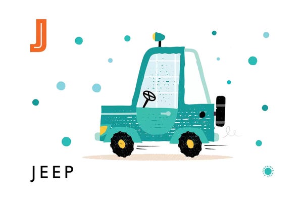 Kids Educational Art: J Is For Jeep by PaperPaintPixels