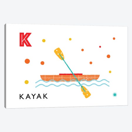 K Is For Kayak Canvas Print #PPX56} by PaperPaintPixels Canvas Artwork