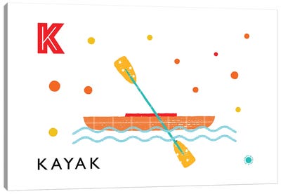 K Is For Kayak Canvas Art Print - PaperPaintPixels