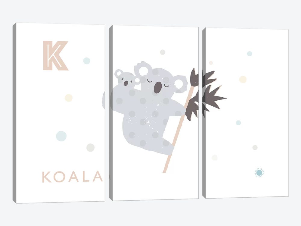 Koala by PaperPaintPixels 3-piece Canvas Wall Art