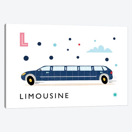 L Is For Limousine Canvas Print #PPX59} by PaperPaintPixels Canvas Art Print