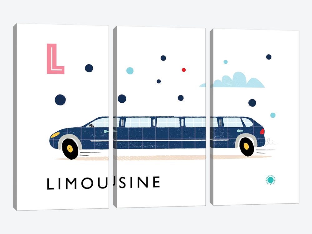 L Is For Limousine by PaperPaintPixels 3-piece Canvas Art