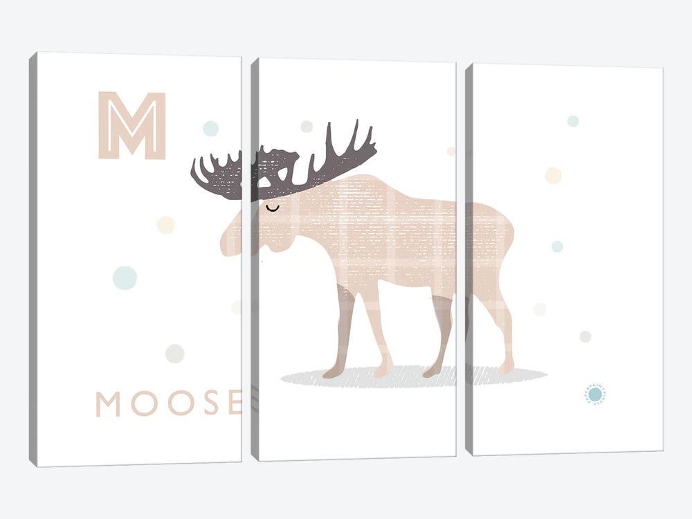 Moose by PaperPaintPixels 3-piece Canvas Art Print
