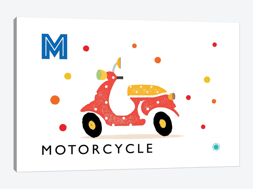 M Is For Motorcycle by PaperPaintPixels 1-piece Canvas Print