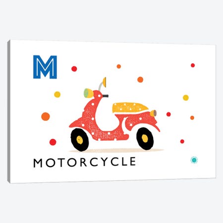 M Is For Motorcycle Canvas Print #PPX65} by PaperPaintPixels Canvas Print