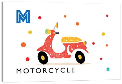 M Is For Motorcycle Canvas Art Print - Letter M